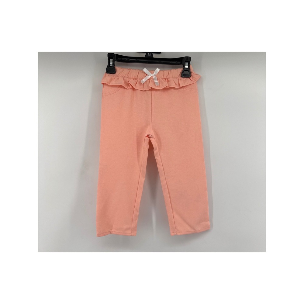 Nicole Miller New York Toddler Girls Peach Ruffle Waist Bow Pants 24M Coral